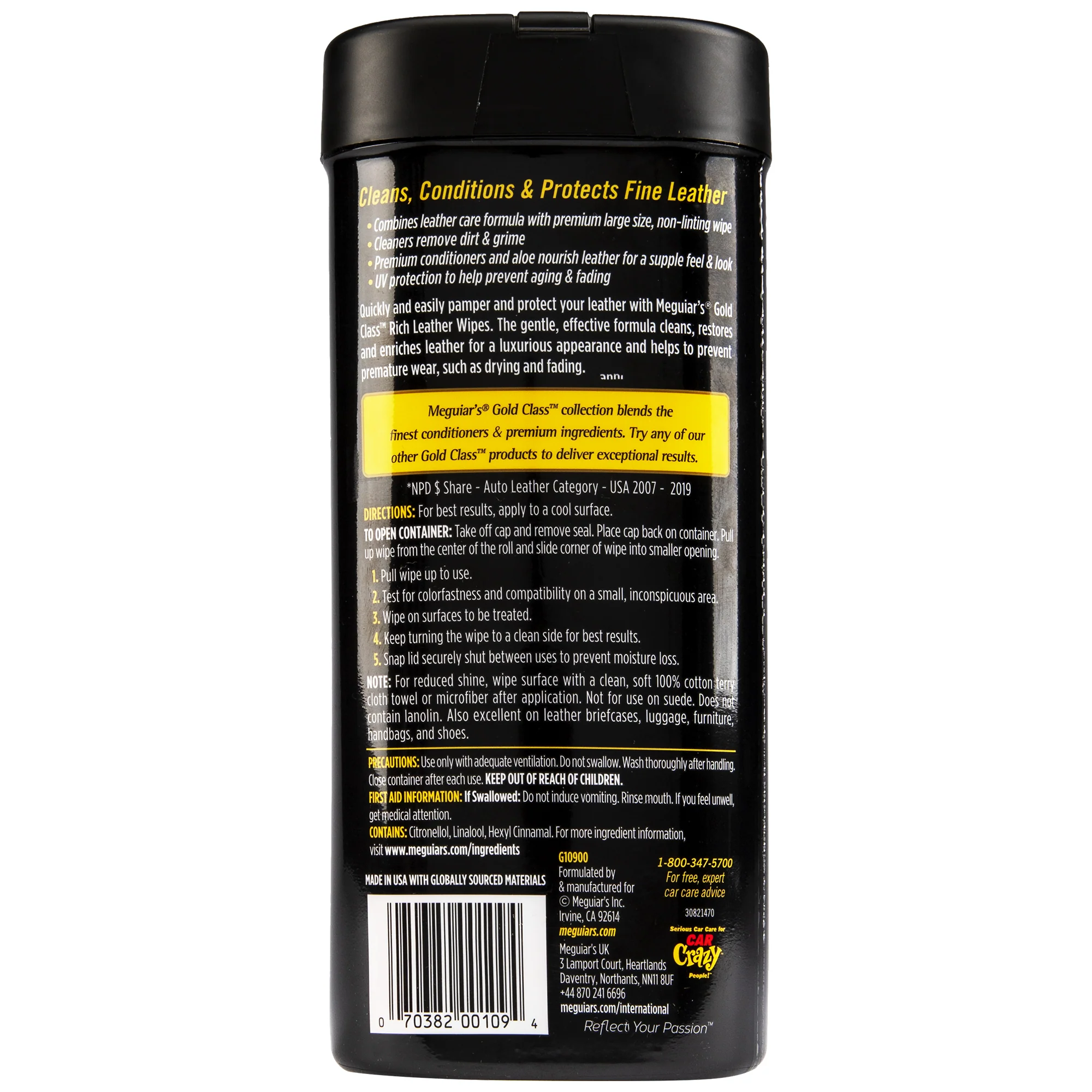 Meguiar's Gold Class Rich Leather Cleaner/Conditioner Wipes - 25 Wipes - Image 8