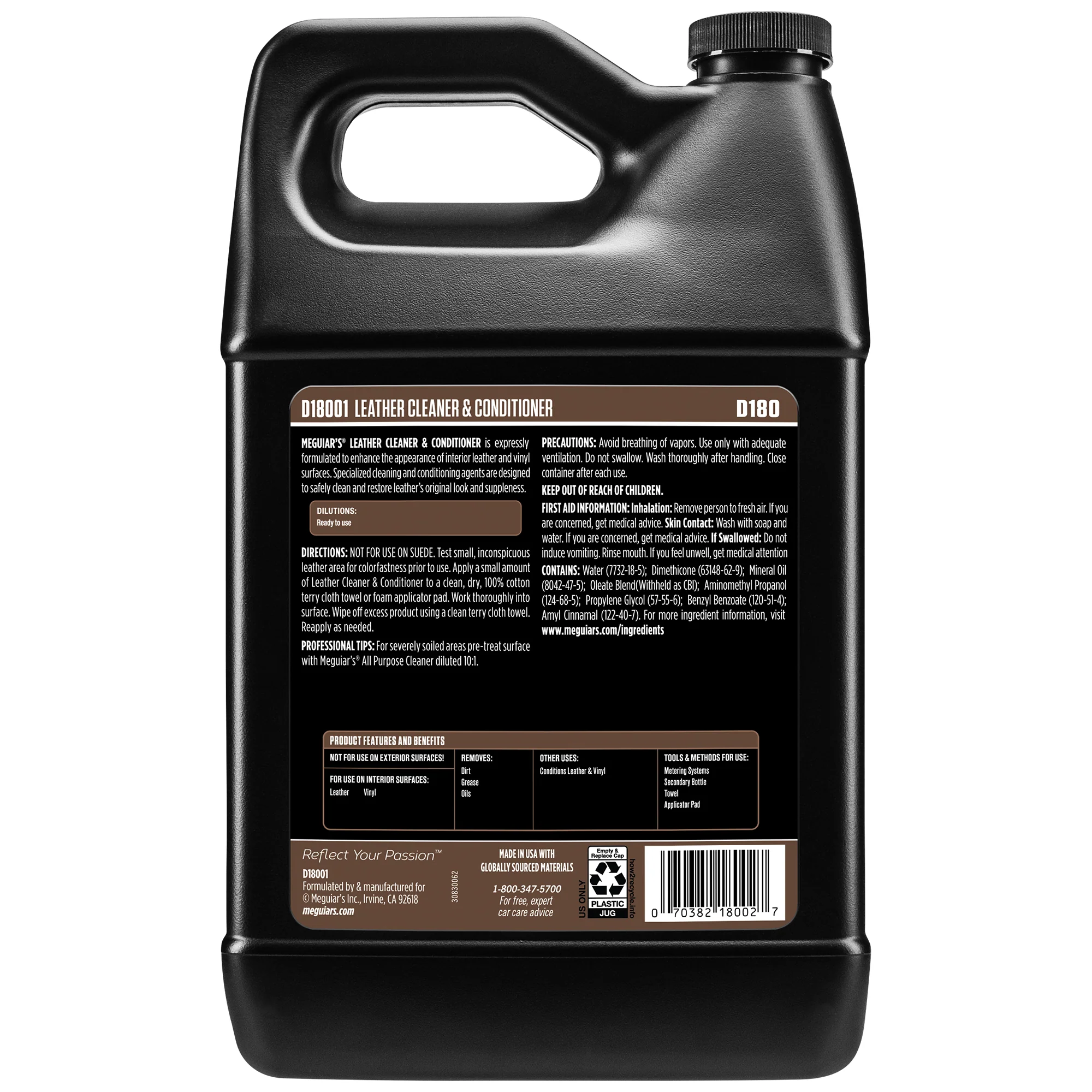 Meguiar's Leather Cleaner & Conditioner, D180 - 1 gal. - Image 3