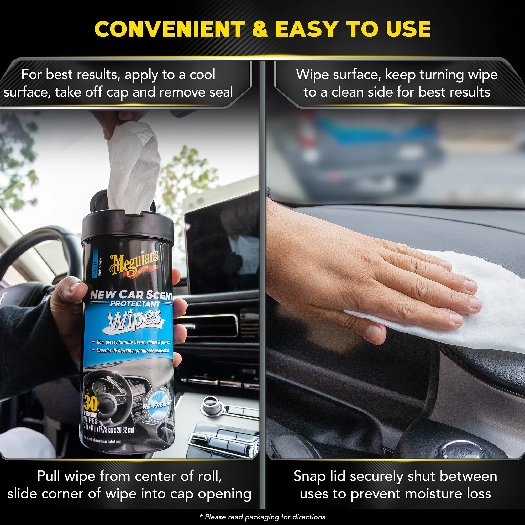 Meguiar's New Car Scent Interior Protectant Wipes - 30 Wipes - Image 4