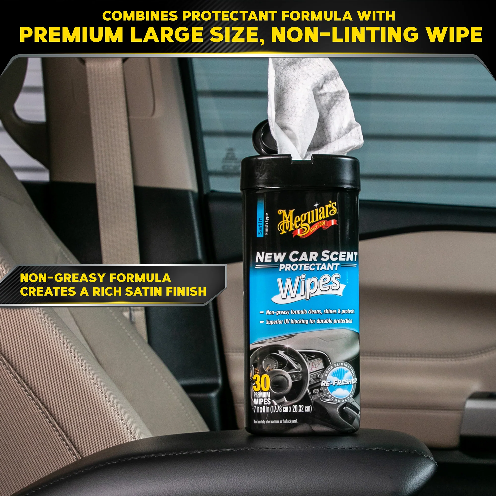 Meguiar's New Car Scent Interior Protectant Wipes - 30 Wipes - Image 5