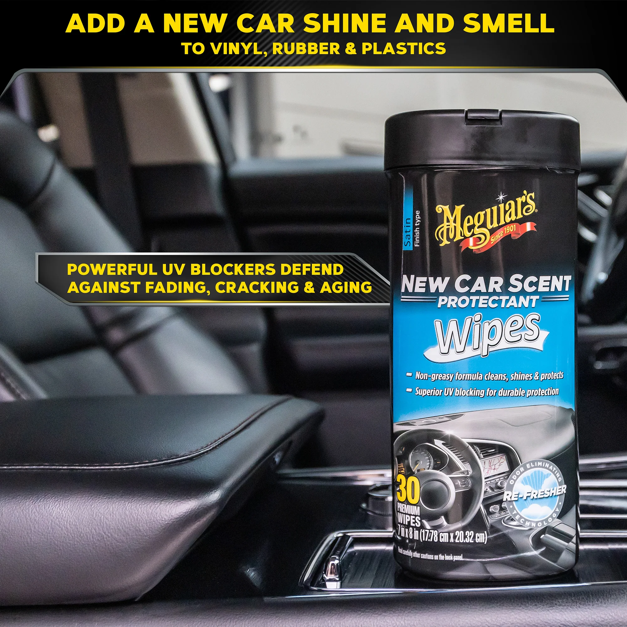 Meguiar's New Car Scent Interior Protectant Wipes - 30 Wipes - Image 6
