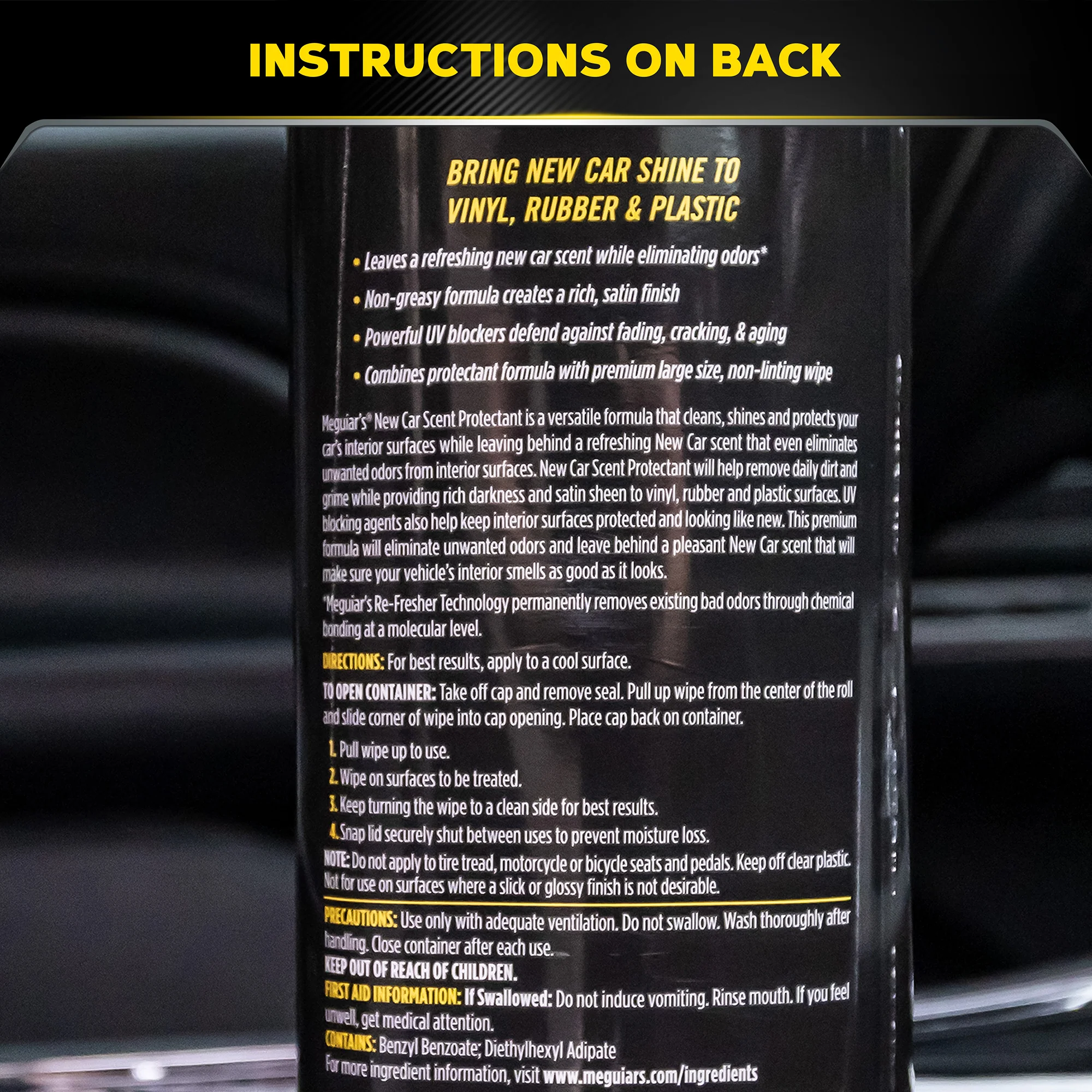 Meguiar's New Car Scent Interior Protectant Wipes - 30 Wipes - Image 7