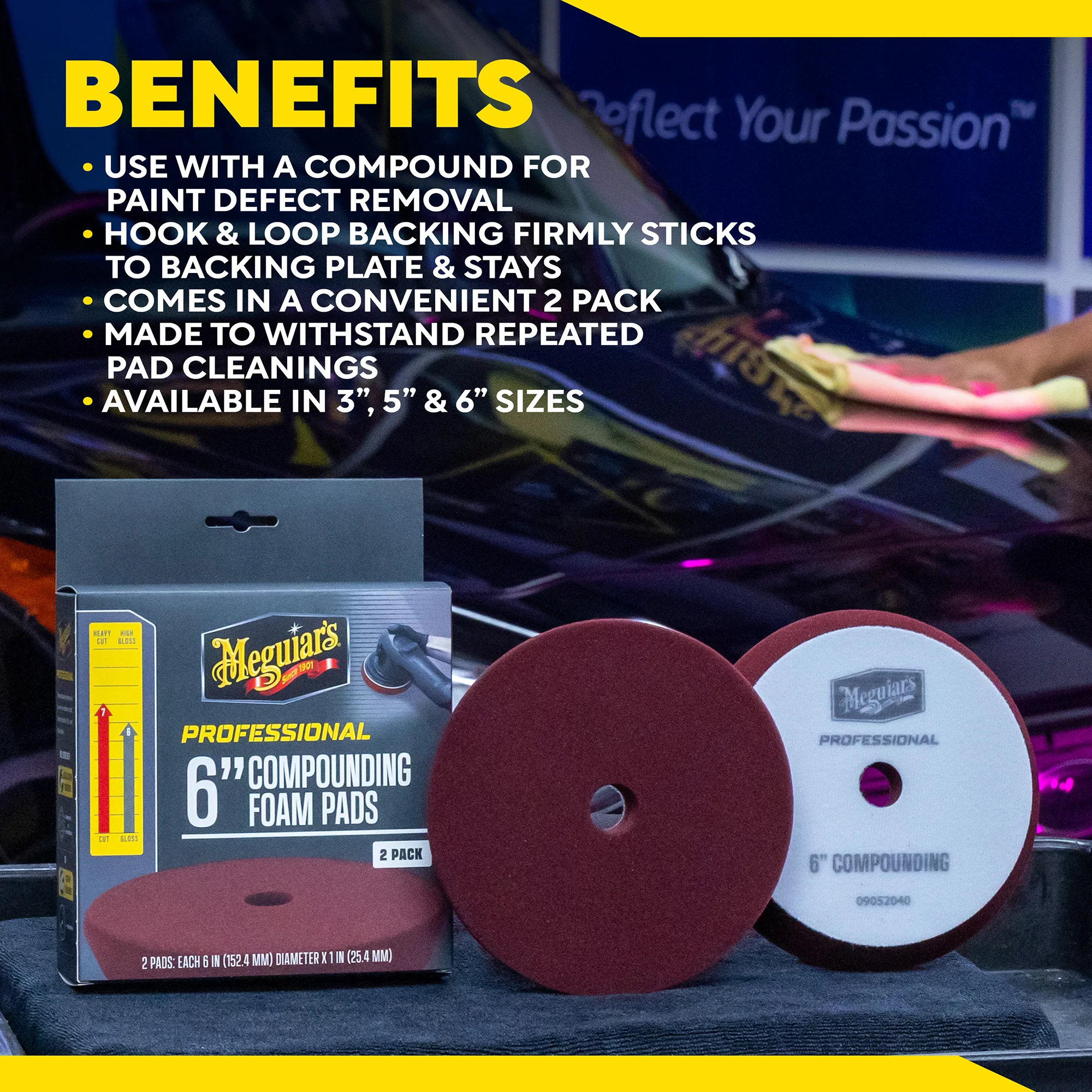 Meguiar's Professional Foam Compounding Pads, M6CFP2 - 6", Red (2 pack) - Image 8