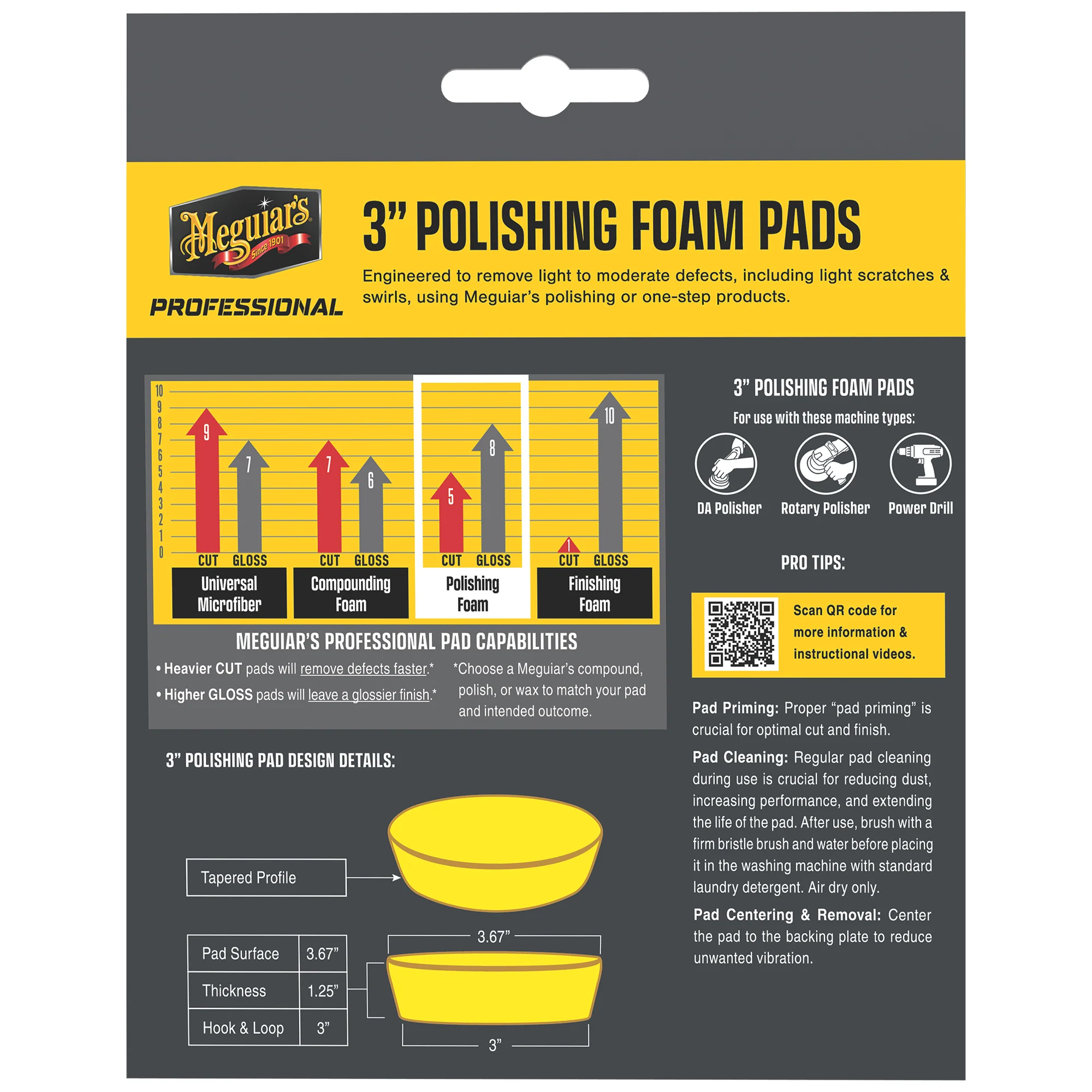 Meguiar's Professional Foam Polishing Pads, M3PFP3 - 3", Yellow (3 pack) - Image 10