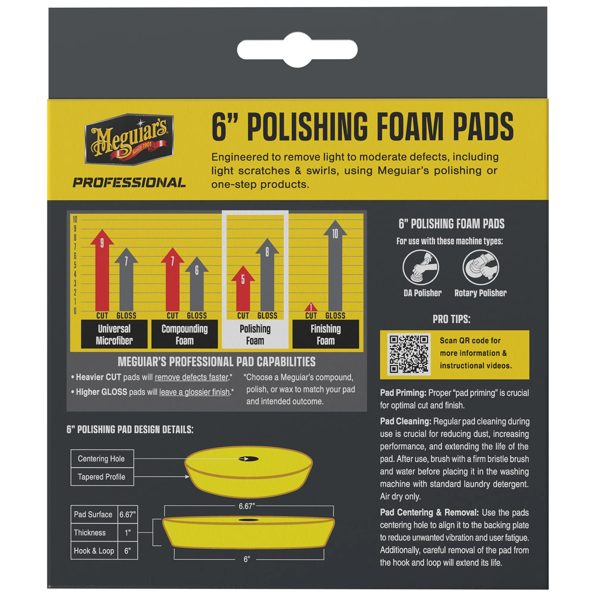 Meguiar's Professional Foam Polishing Pads, M6PFP2 - 6", Yellow (2 pack) - Image 10