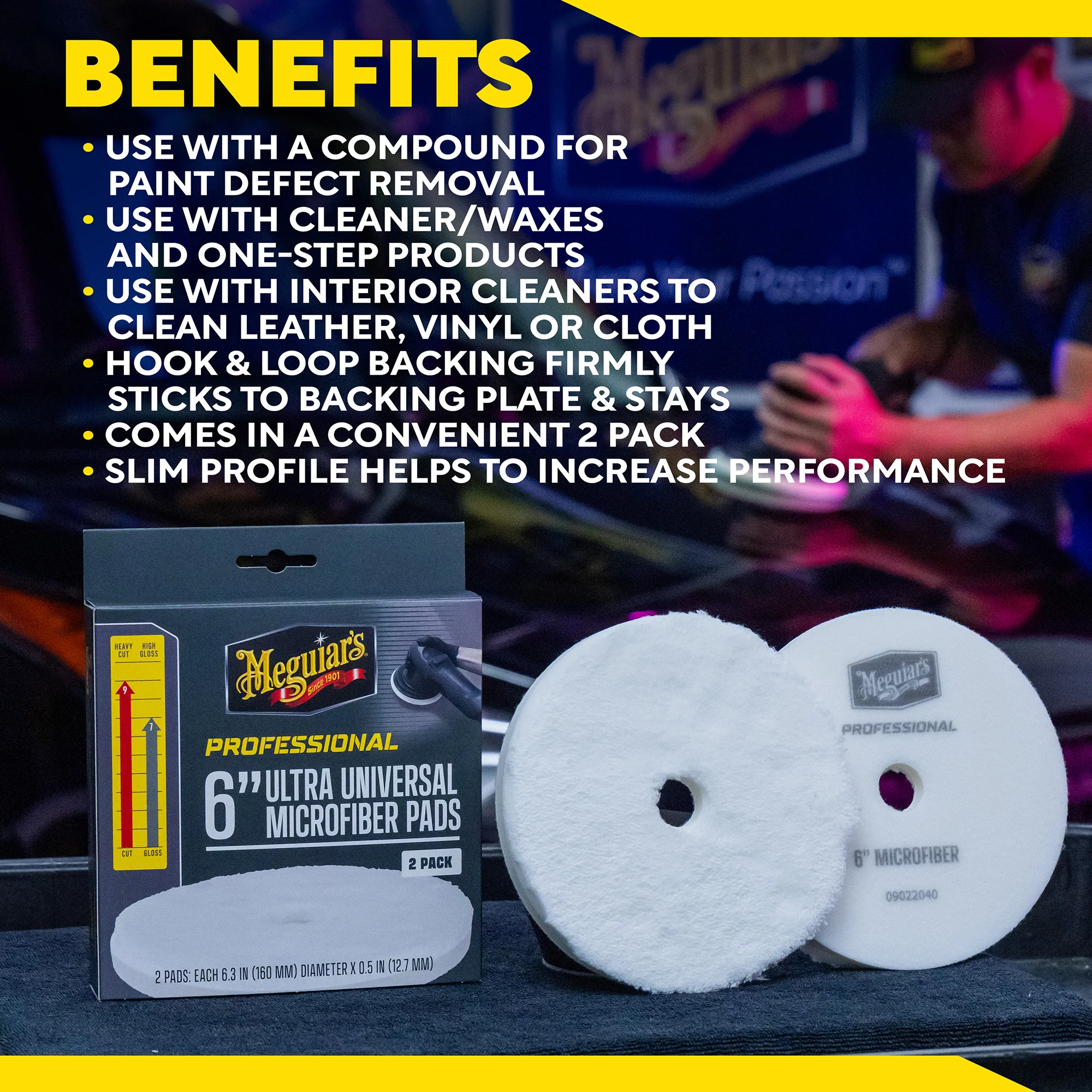Meguiar's Professional Ultra Universal Microfiber Pads, M6MFP2 - 6" (2 pack) - Image 8