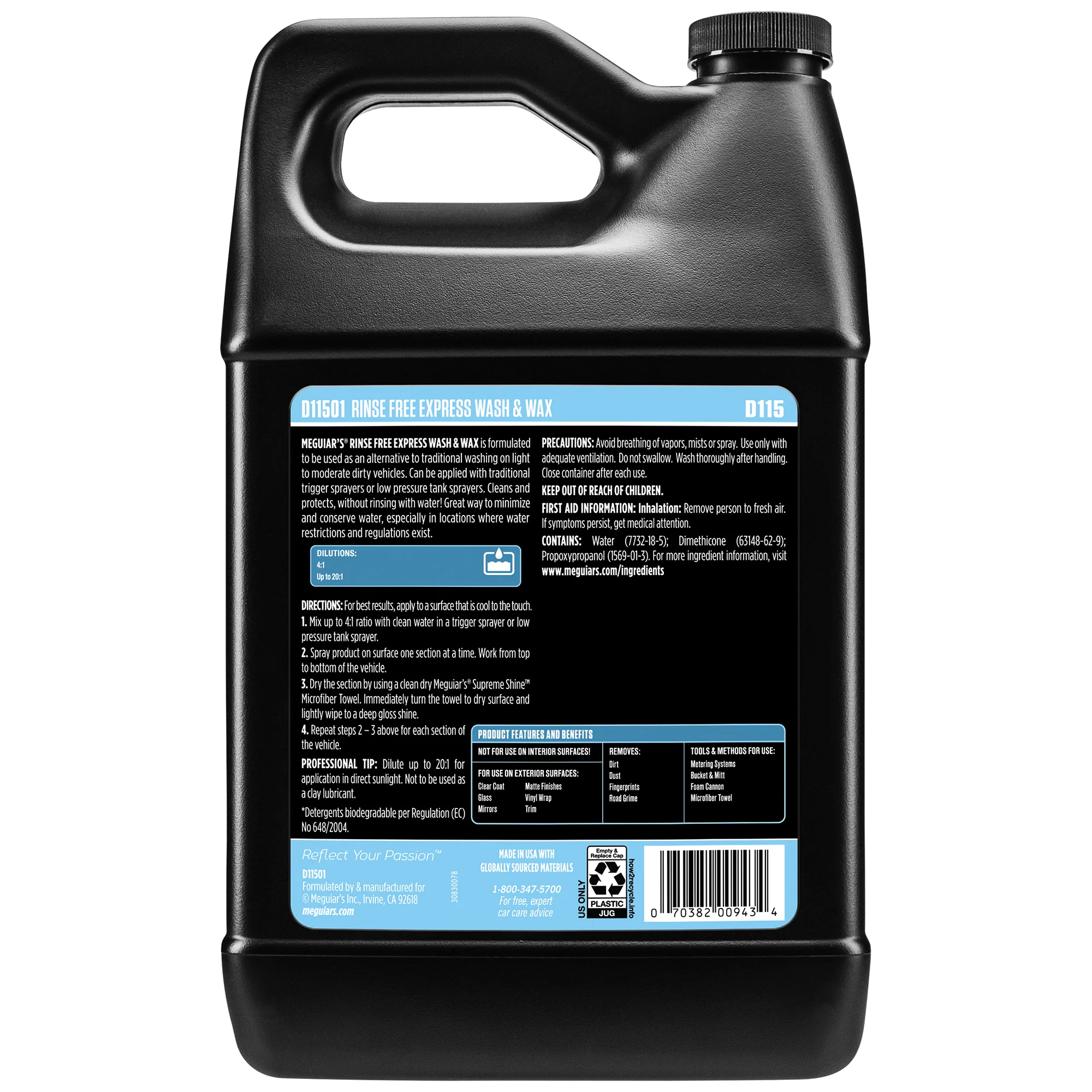 Meguiar's Rinse Free Express Wash & Wax, D115 - 1 gal. - Image 6