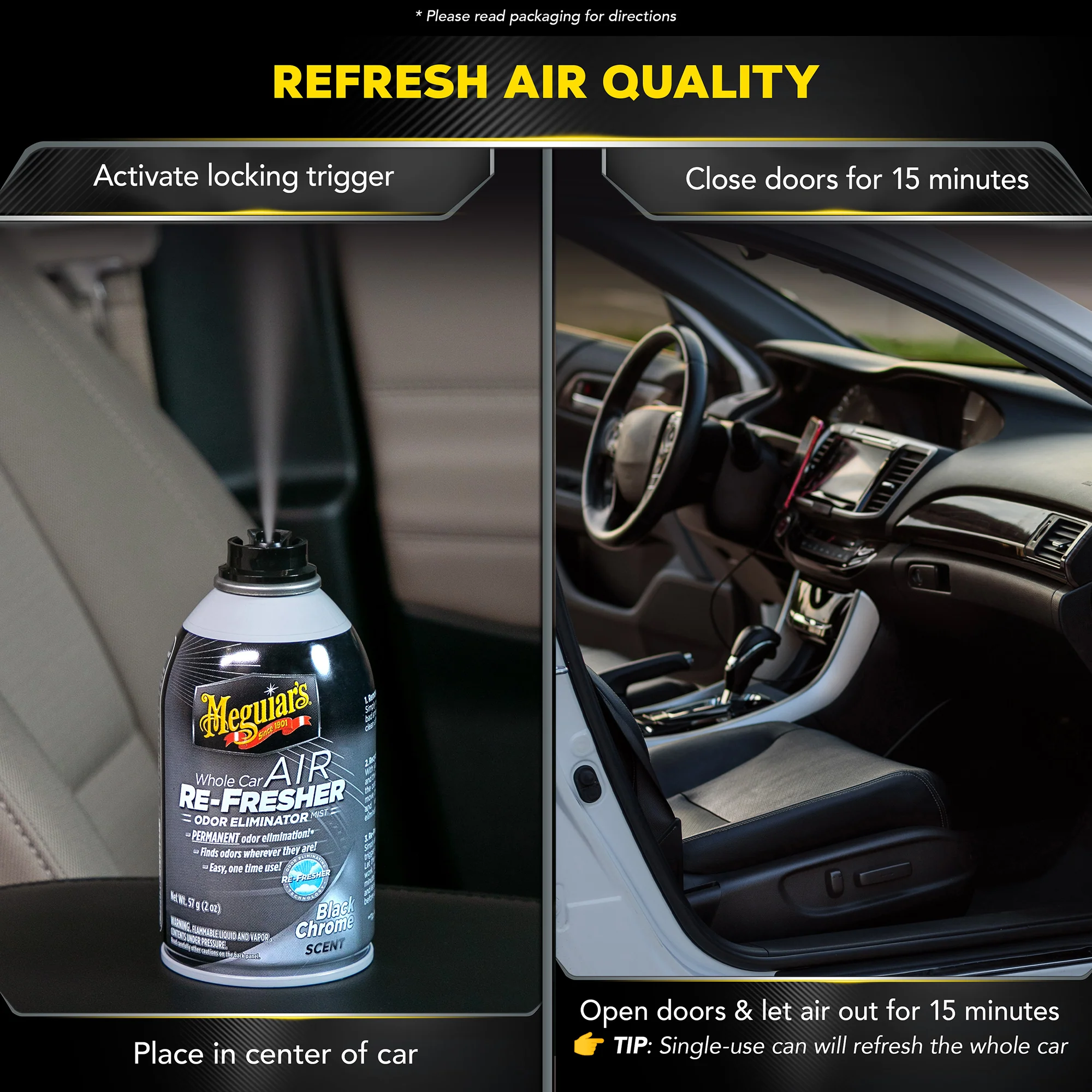 Meguiar's Whole Car Air Refresher Odor Eliminator - Black Chrome Scent - Image 5